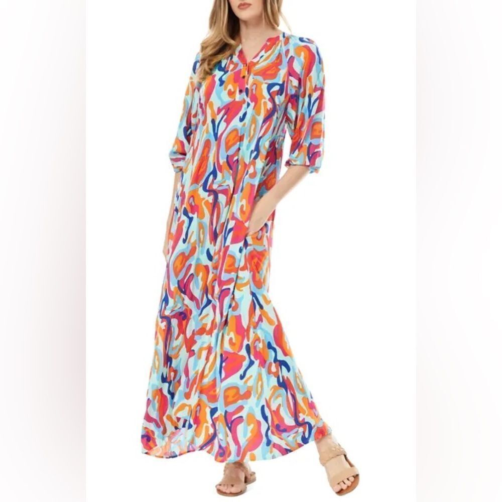 New By Design Lauren Printed Sleeve Maxi Nordstrom Multicolor Abstract Dress